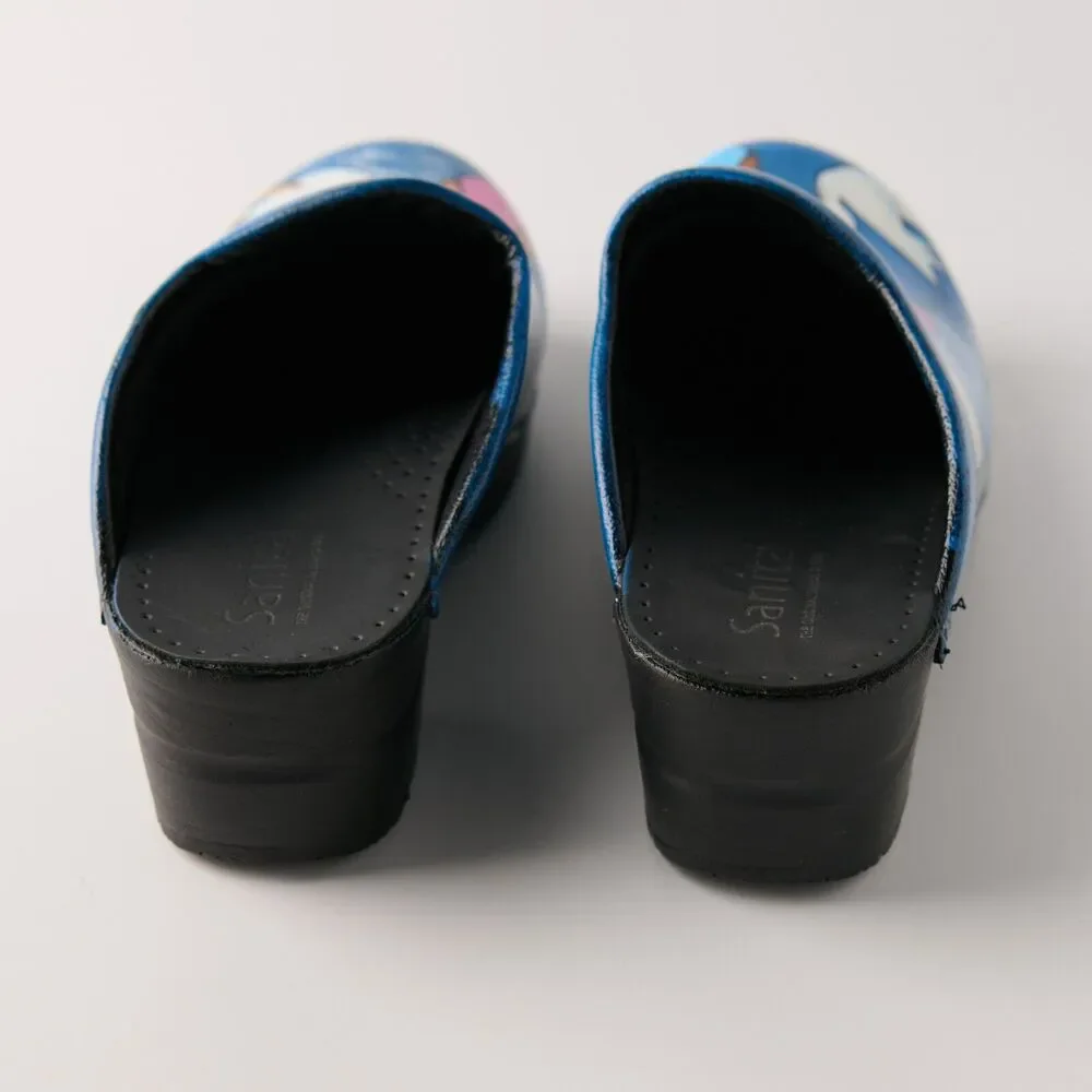 Sanita Hand Painted Stork Baby Clogs Sz 37 EU Nurse RN Midwife Shoes Denmark - Picture 6 of 15